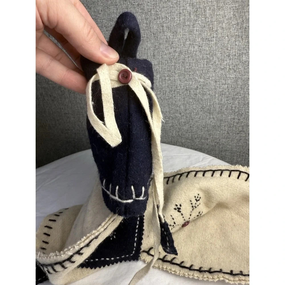 Wool Blend Christmas Stocking Scandinavian Folk Art Blue White‎ Snowflake Heart